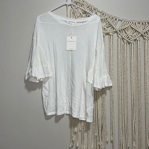 Downeast Flutter Sleeve White T-shirt